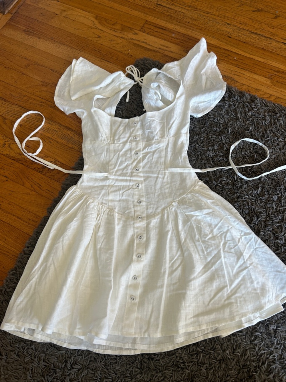 NWOT Princess Polly Forever More Mini Dress White Button-Front Puff Sleeve Sz 0 - Picture 2 of 14